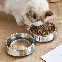 HKM-915027 Thick Stainless Steel Pet Bowl - Bite Resistant, Easy to Clean, Non-Slip, Anti-Spill