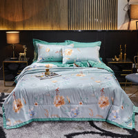 HKM-915155 Tiansi Summer Four-Piece Cooling Quilt Set - Machine Washable Tencel Bed Cover for Single and Double Beds