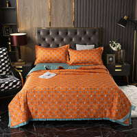 HKM-915155 Tiansi Summer Four-Piece Cooling Quilt Set - Machine Washable Tencel Bed Cover for Single and Double Beds