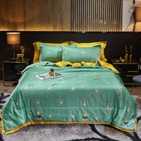 HKM-915155 Tiansi Summer Four-Piece Cooling Quilt Set - Machine Washable Tencel Bed Cover for Single and Double Beds