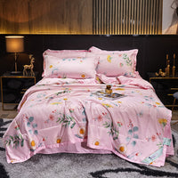 HKM-915155 Tiansi Summer Four-Piece Cooling Quilt Set - Machine Washable Tencel Bed Cover for Single and Double Beds