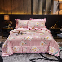 HKM-915155 Tiansi Summer Four-Piece Cooling Quilt Set - Machine Washable Tencel Bed Cover for Single and Double Beds