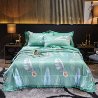 HKM-915155 Tiansi Summer Four-Piece Cooling Quilt Set - Machine Washable Tencel Bed Cover for Single and Double Beds