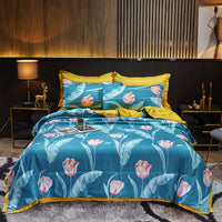 HKM-915155 Tiansi Summer Four-Piece Cooling Quilt Set - Machine Washable Tencel Bed Cover for Single and Double Beds