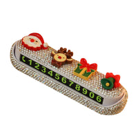 HKM-915283 Christmas Cartoon Phone Number Sign – Cute Car Moving Digital Number Plate Decoration