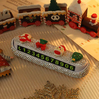 HKM-915283 Christmas Cartoon Phone Number Sign – Cute Car Moving Digital Number Plate Decoration
