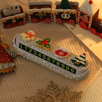 HKM-915283 Christmas Cartoon Phone Number Sign – Cute Car Moving Digital Number Plate Decoration