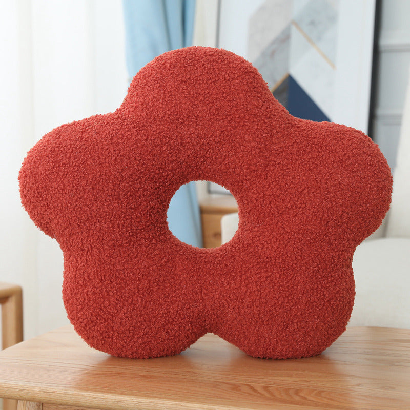 HKM-915283 Plush Three-Dimensional Round Lumbar Support Pillow with Core