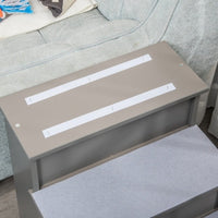 HKM-915667 4-Step Wooden Pet Steps with Non-Slip Carpet for Dogs and Cats, Grey, 40 x 59 x 54.2 cm