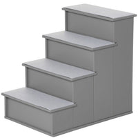 HKM-915667 4-Step Wooden Pet Steps with Non-Slip Carpet for Dogs and Cats, Grey, 40 x 59 x 54.2 cm
