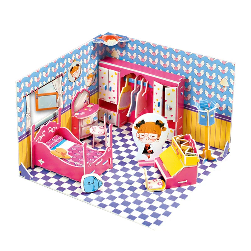 HKM-915731 3D Colorful Cartoon DIY Puzzles for Kids - Bedroom, Kitchen, Bathroom Themes, Educational Fun