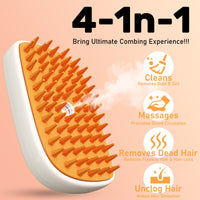 HKM-915859 4-in-1 Cat and Dog Steam Grooming Brush with Anti-Static Comb and Misting Function for Shedding Control