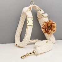 HKM-915859 Leaves Lace Pet Vest Collar Wedding Exclusive For Cross-border Dog Leash One Piece Hair Lettering Change Button