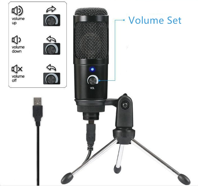 KTX-915859 USB Condenser Microphone in Black for Clear Audio Recording