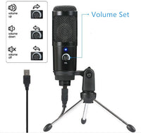 HKM-915859 USB Condenser Microphone in Black for Clear Audio Recording