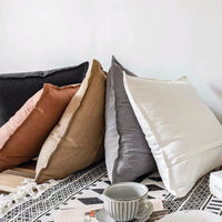 HKM-915987 Cotton and Linen Large Solid Color Living Room Cushion - 55x55cm and 45x45cm Options
