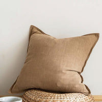 HKM-915987 Cotton and Linen Large Solid Color Living Room Cushion - 55x55cm and 45x45cm Options