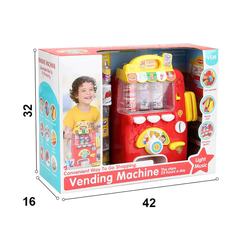 KTX-915987 Kids Mini Coffee and Juice Vending Machine with Light and Music for Pretend Play