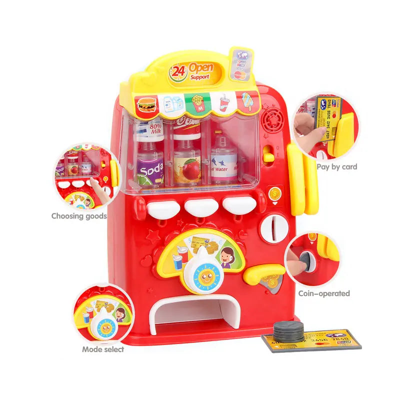 KTX-915987 Kids Mini Coffee and Juice Vending Machine with Light and Music for Pretend Play