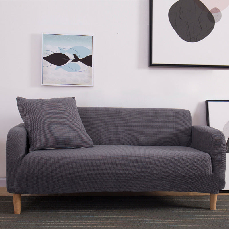 HKM-916051 Knitted Thickened Sofa Cover in Solid Colors for Single, Double, and Three-Seat Sofas