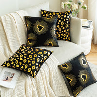 HKM-916115 Black Velvet Printed Heart Pillow - Love Design, 45x45cm, Coreless, American Style
