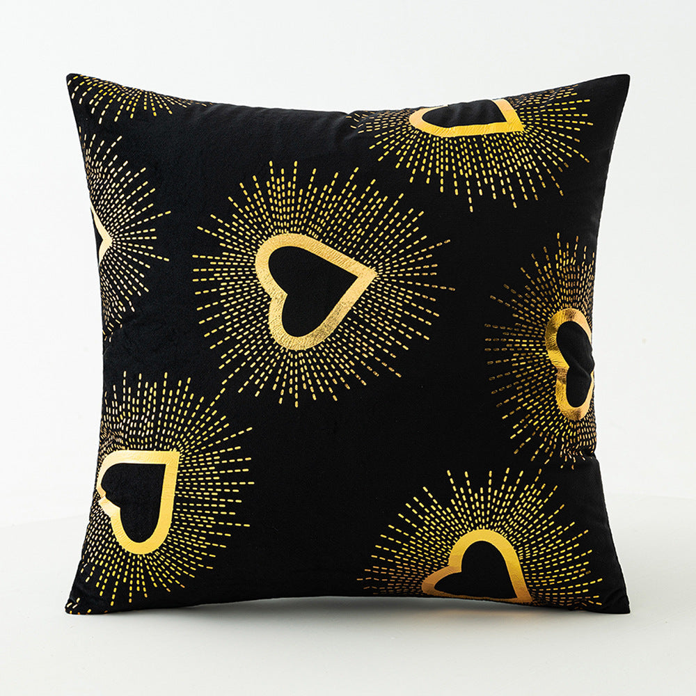 HKM-916115 Black Velvet Printed Heart Pillow - Love Design, 45x45cm, Coreless, American Style