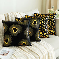 HKM-916115 Black Velvet Printed Heart Pillow - Love Design, 45x45cm, Coreless, American Style