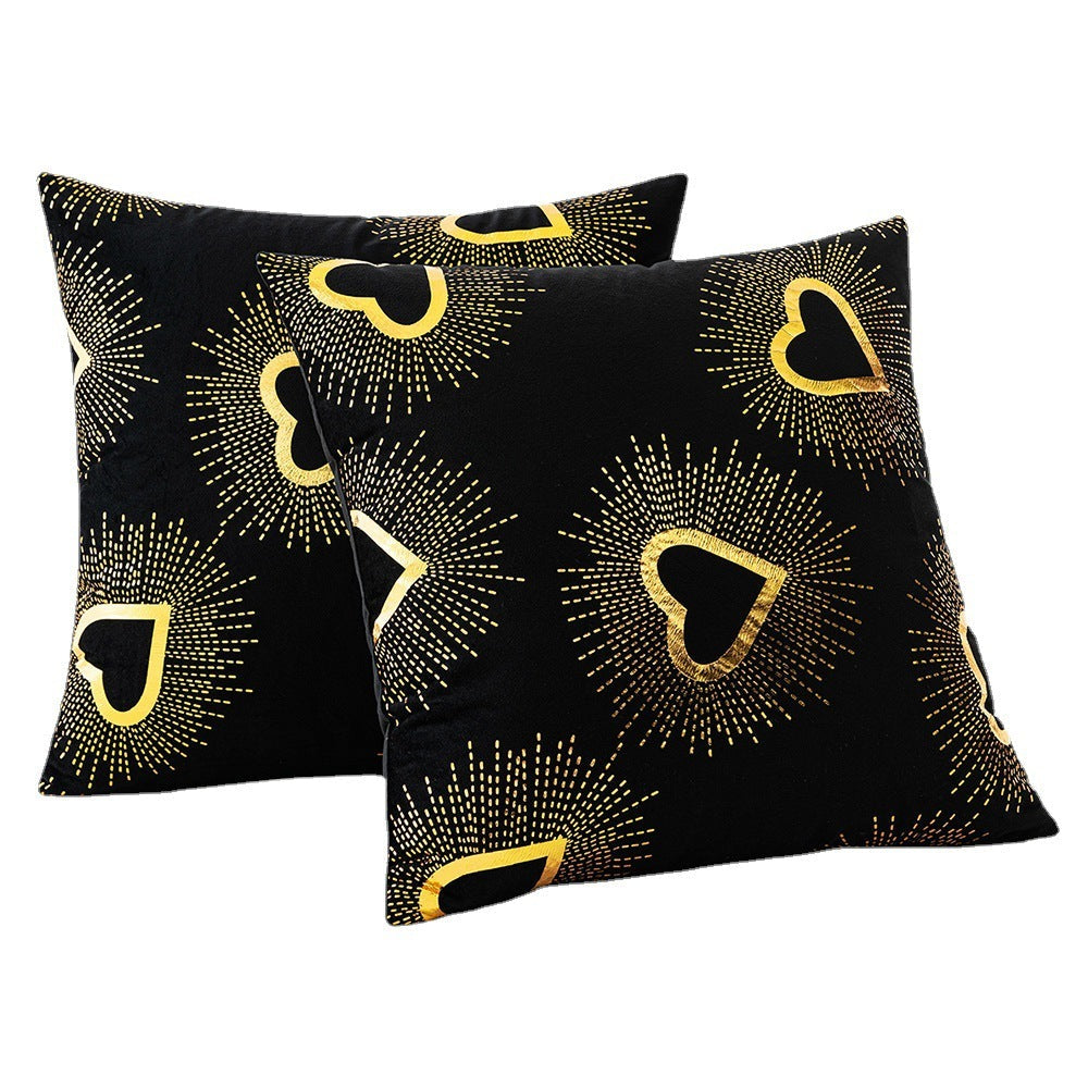 HKM-916115 Black Velvet Printed Heart Pillow - Love Design, 45x45cm, Coreless, American Style