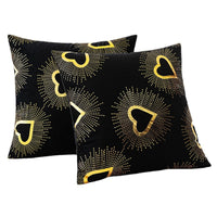 HKM-916115 Black Velvet Printed Heart Pillow - Love Design, 45x45cm, Coreless, American Style