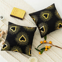 HKM-916115 Black Velvet Printed Heart Pillow - Love Design, 45x45cm, Coreless, American Style