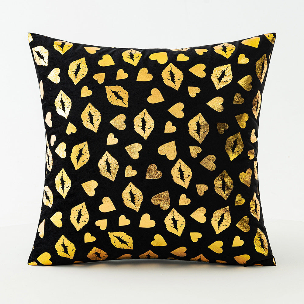 HKM-916115 Black Velvet Printed Heart Pillow - Love Design, 45x45cm, Coreless, American Style