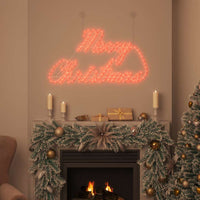 HKM-916115 Illuminated Red Christmas Sign with 216 LEDs, Waterproof Iron Design for Indoor and Outdoor Use, 99 x 55 x 13 cm