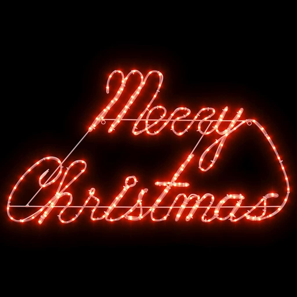 HKM-916115 Illuminated Red Christmas Sign with 216 LEDs, Waterproof Iron Design for Indoor and Outdoor Use, 99 x 55 x 13 cm
