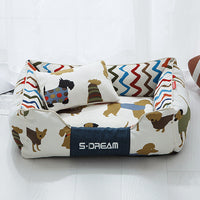 HKM-916115 Removable and Washable Large Pet Bed with Small Pillow for Dogs and Cats - Available in Brown and Yellow