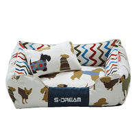 HKM-916115 Removable and Washable Large Pet Bed with Small Pillow for Dogs and Cats - Available in Brown and Yellow