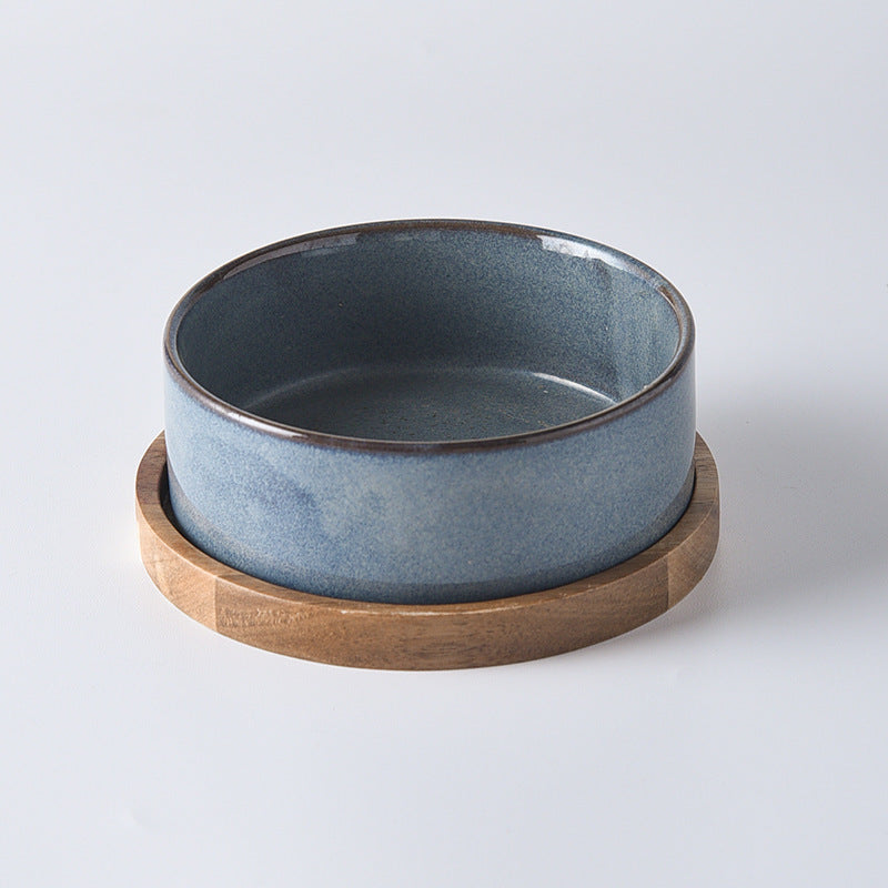 HKM-916179 Ceramic Double Pet Bowl with Anti-Tumble Design for Cats - Small & Medium Sizes Available