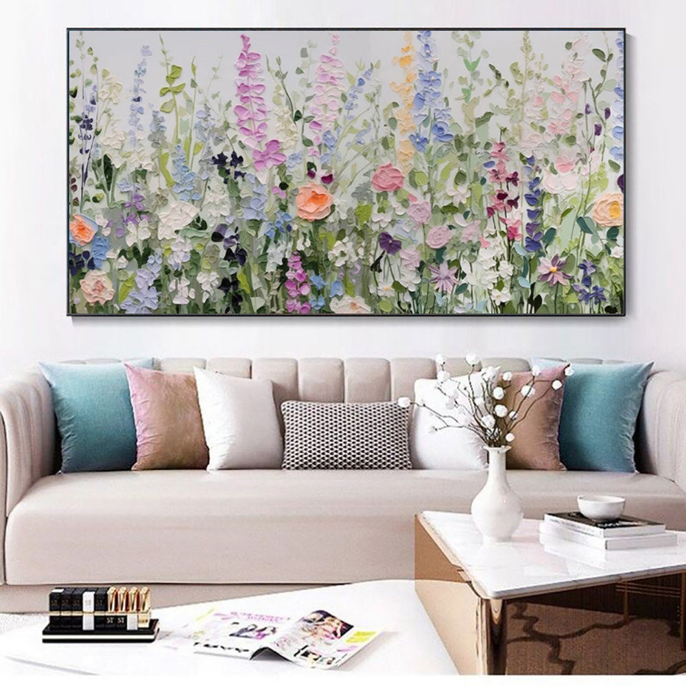 HKM-916243 Hand-painted Flower Oil Painting on Canvas – Decorative Retro Abstract Art for Home and Office Decor