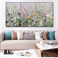 HKM-916243 Hand-painted Flower Oil Painting on Canvas – Decorative Retro Abstract Art for Home and Office Decor