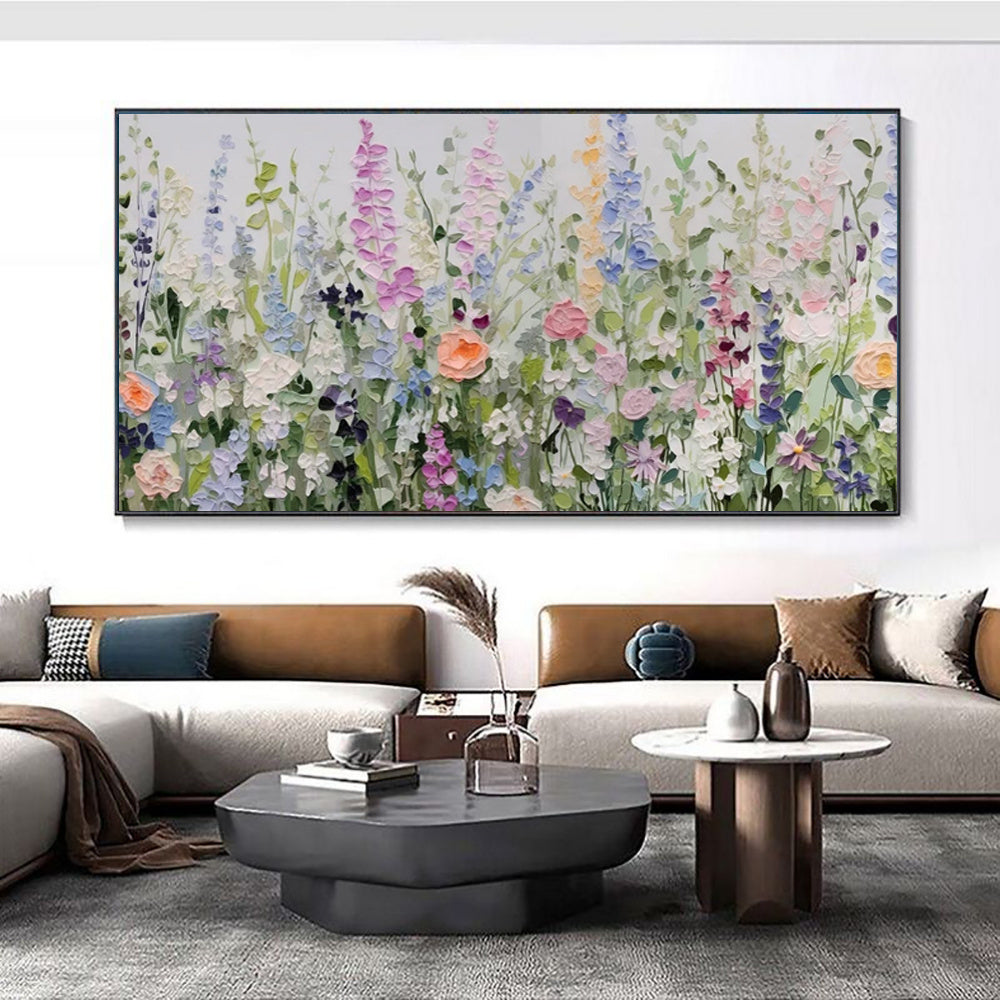 HKM-916243 Hand-painted Flower Oil Painting on Canvas – Decorative Retro Abstract Art for Home and Office Decor