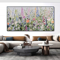 HKM-916243 Hand-painted Flower Oil Painting on Canvas – Decorative Retro Abstract Art for Home and Office Decor