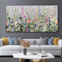 HKM-916243 Hand-painted Flower Oil Painting on Canvas – Decorative Retro Abstract Art for Home and Office Decor