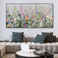 HKM-916243 Hand-painted Flower Oil Painting on Canvas – Decorative Retro Abstract Art for Home and Office Decor