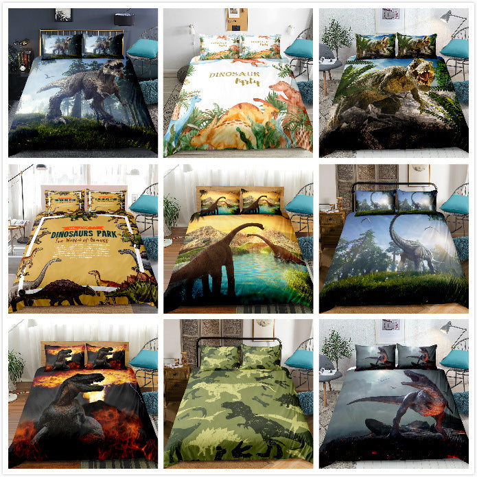 HKM-916307 Jurassic Dinosaur 3D Bedding Set – Kids Room Decor in Polyester