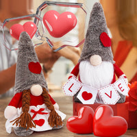 HKM-916435 Cute Faceless Doll Ornaments for Valentine's Day - 12.5" Decorative Cloth Dolls