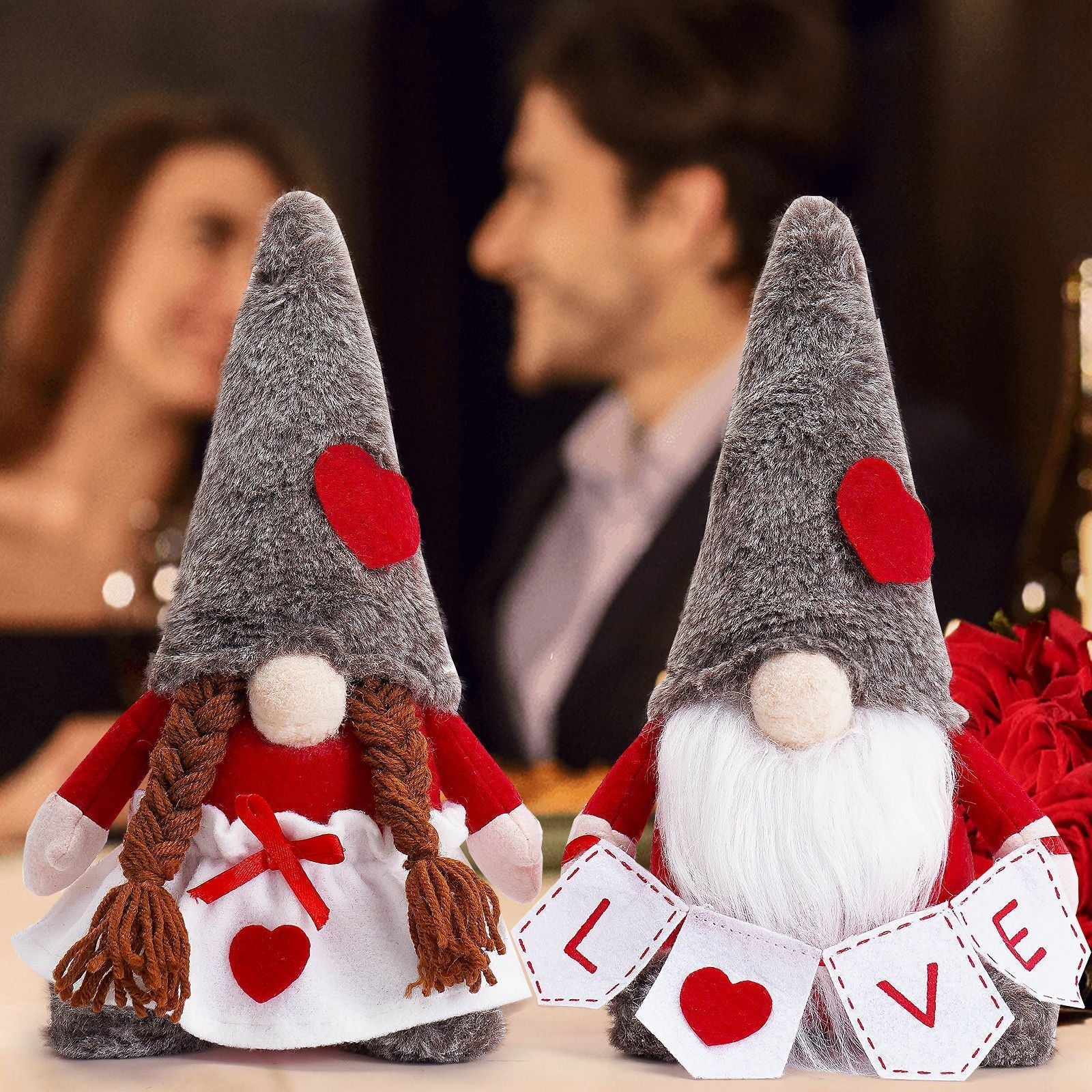 HKM-916435 Cute Faceless Doll Ornaments for Valentine's Day - 12.5" Decorative Cloth Dolls