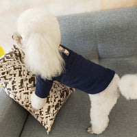 HKM-916563 Comfortable Cotton Striped Dog Sweater in Navy Blue, Lotus Root Pink, and Original White