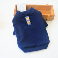 HKM-916563 Comfortable Cotton Striped Dog Sweater in Navy Blue, Lotus Root Pink, and Original White