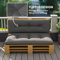 HKM-916691 Dark Gray 2-Seater Pallet Cushion Set - Tufted Design, Outdoor Replacement Cushions, 3.9-Inch Thick