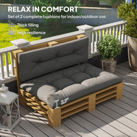 HKM-916691 Dark Gray 2-Seater Pallet Cushion Set - Tufted Design, Outdoor Replacement Cushions, 3.9-Inch Thick