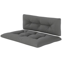 HKM-916691 Dark Gray 2-Seater Pallet Cushion Set - Tufted Design, Outdoor Replacement Cushions, 3.9-Inch Thick